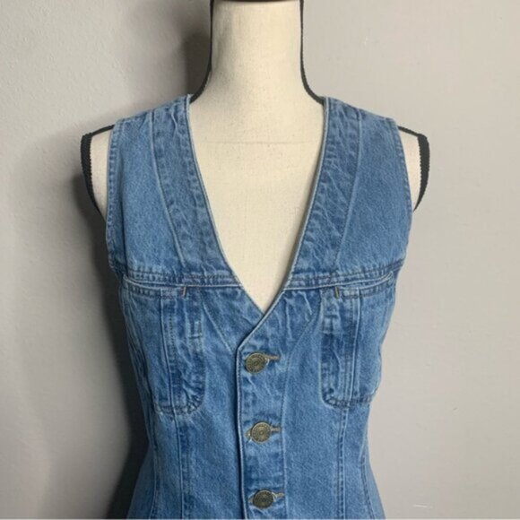NWT Frame Denim Sleeveless Trucker Pocket Mini Dress - Picture 7 of 14